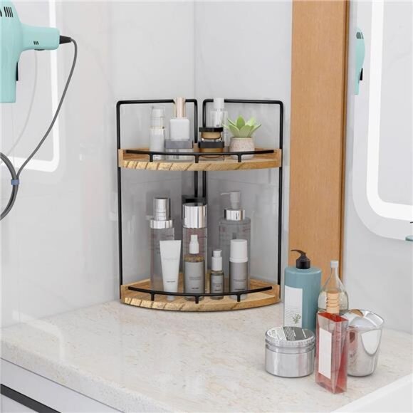 2-Tier Bathroom Counter Organizer,Vanity Counter Corner Shelf - Picture 2 of 7